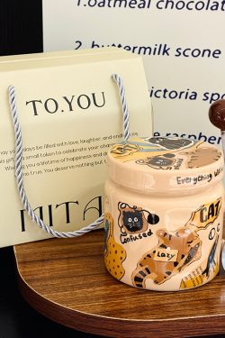 High-Value Small Dog Mug with Lid and Spoon for Office, Cute Water Cup, Oatmeal Breakfast Mug, Pet Lover Gift