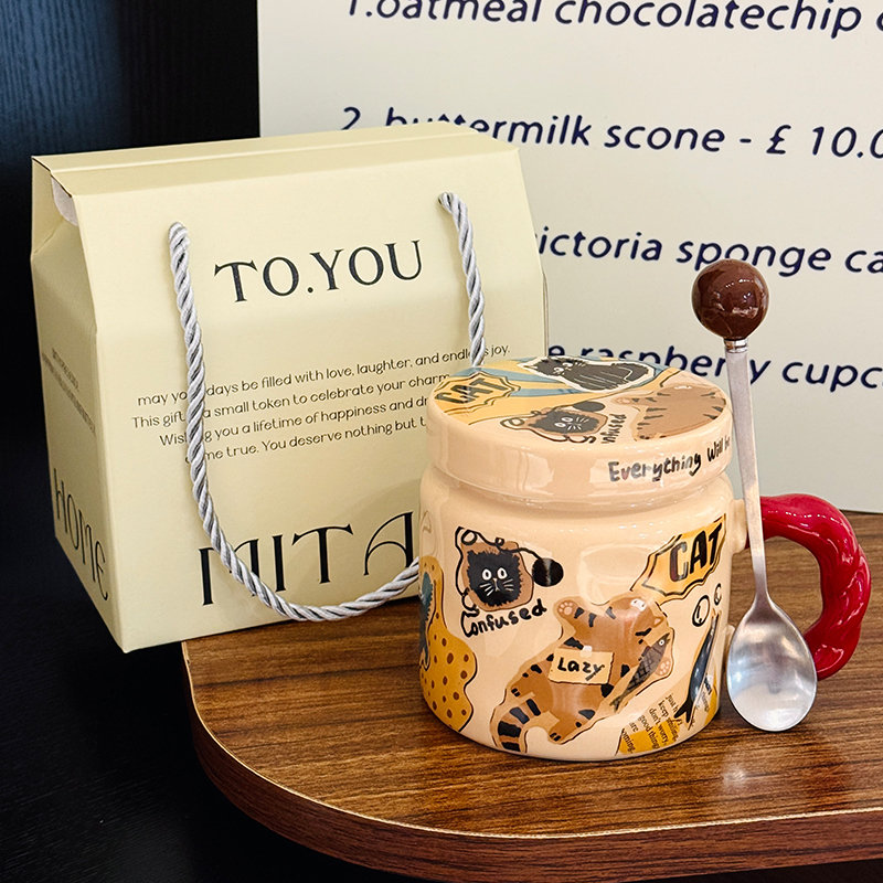 High-Value Small Dog Mug with Lid and Spoon for Office, Cute Water Cup, Oatmeal Breakfast Mug, Pet Lover Gift High-Value Small Dog Mug with Lid and Spoon for Office, Cute Water Cup, Oatmeal Breakfast Mug, Pet Lover Gift