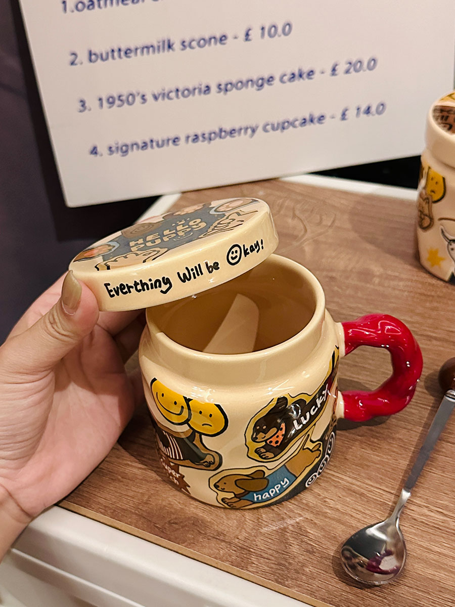 High-Value Small Dog Mug with Lid and Spoon for Office, Cute Water Cup, Oatmeal Breakfast Mug, Pet Lover Gift High-Value Small Dog Mug with Lid and Spoon for Office, Cute Water Cup, Oatmeal Breakfast Mug, Pet Lover Gift