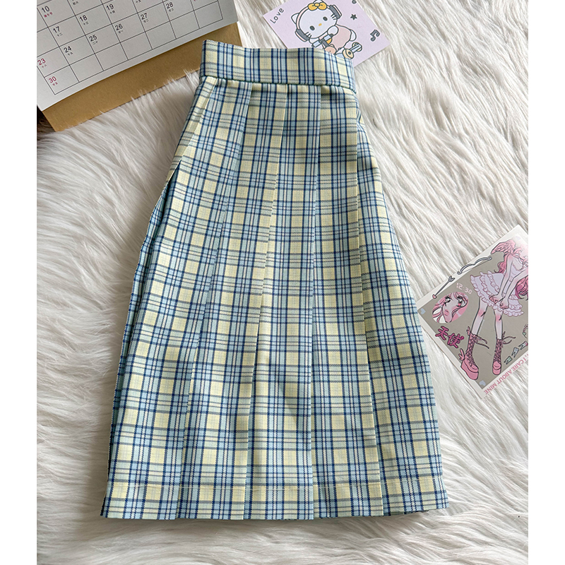 High Waist A-Line Plaid Skirt for Women - Shallow Summer JK Uniform Style, Japanese College Fashion, Cute Pudding Bear Design High Waist A-Line Plaid Skirt for Women - Shallow Summer JK Uniform Style, Japanese College Fashion, Cute Pudding Bear Design