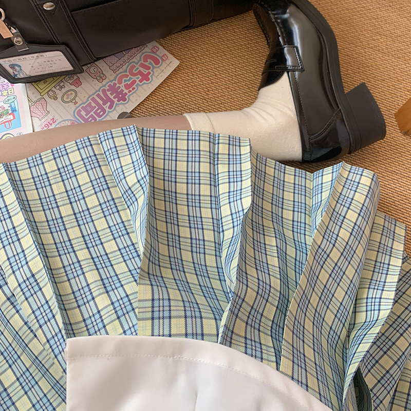 High Waist A-Line Plaid Skirt for Women - Shallow Summer JK Uniform Style, Japanese College Fashion, Cute Pudding Bear Design High Waist A-Line Plaid Skirt for Women - Shallow Summer JK Uniform Style, Japanese College Fashion, Cute Pudding Bear Design