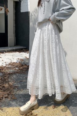 High Waist White Lace Tulle Half Skirt for Women - A-Line Slimming Qipao Underskirt, Elegant Fairy Style Long Dress
