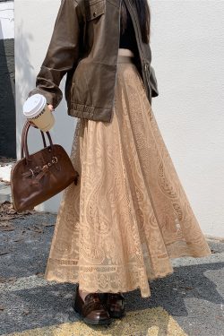 High Waist White Lace Tulle Half Skirt for Women - A-Line Slimming Qipao Underskirt, Elegant Fairy Style Long Dress