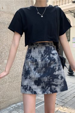 High-Waisted A-Line Bodycon Skirt for Women, Plus Size Tie-Dye Design, Trendy Spring Summer 2024 Fashion, Short Skirt