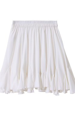 High-Waisted A-Line Half Skirt for Women, Plus Size Slimming White Skirt, Spring Summer 2025, Trendy Chic Style