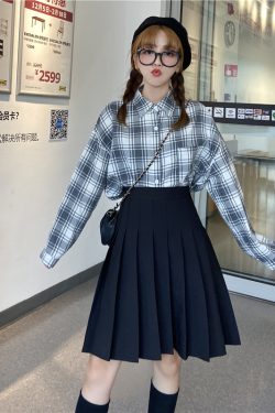 High-Waisted A-Line Pleated Skirt for Women, Plus Size Mid-Length Curvy Style, Autumn & Summer Essential