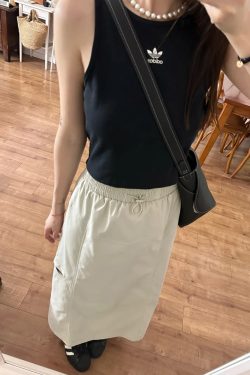 High-Waisted A-Line Skirt for Women - American High Street Style, Quick-Dry, Functional, Mid-Length, Slimming, Hip-Covering Design