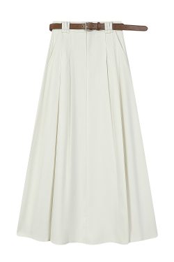 High-Waisted A-Line Skirt for Women - Simple College Style Mid-Length Umbrella Skirt for Spring/Summer 2025