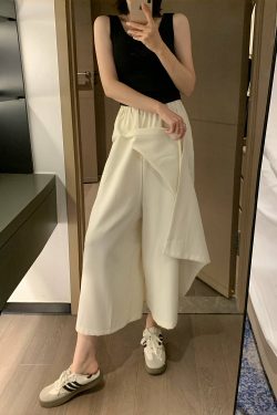 High-Waisted A-Line Skirt Pants, Slim-Fit, Wrinkle-Free Faux Two-Piece Design, Mid-Length with Pockets for Summer 2025 Fashion