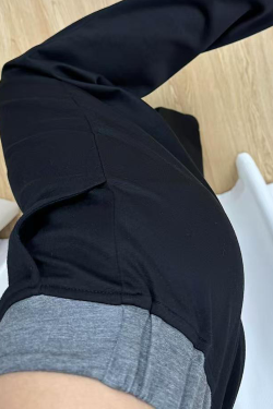 High-Waisted Black Color-Blocked Casual Sports Pants for Women, Loose-Fitting Wide-Leg Trousers for Spring 2025