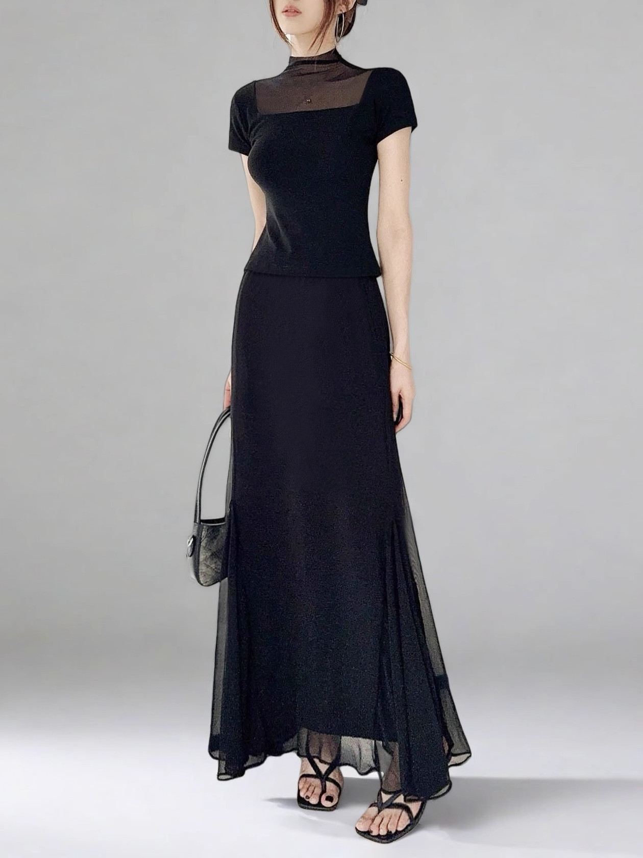 High-Waisted Black Fishtail A-Line Skirt for Women - Slimming, Versatile Design for Spring/Summer 2025, High Elasticity Fashion Essential High-Waisted Black Fishtail A-Line Skirt for Women - Slimming, Versatile Design for Spring/Summer 2025, High Elasticity Fashion Essential