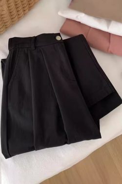 High-Waisted Black Plus Size Balloon Pants for Women - Casual Wide-Leg Nine-Point Trousers for Summer Style