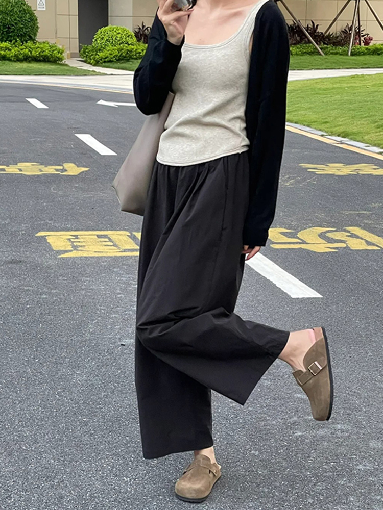 High-Waisted Black Plus Size Balloon Pants for Women - Casual Wide-Leg Nine-Point Trousers for Summer Style High-Waisted Black Plus Size Balloon Pants for Women - Casual Wide-Leg Nine-Point Trousers for Summer Style