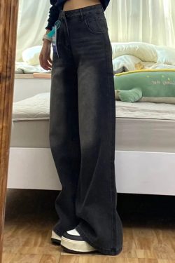 High-Waisted Black Wide-Leg Jeans for Women, 2025 New Style, Slimming Fit for Petite Pear-Shaped Figures, Straight-Leg Design