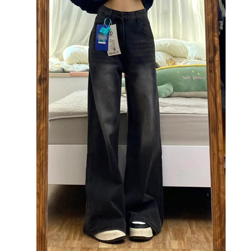 High-Waisted Black Wide-Leg Jeans for Women, 2025 New Style, Slimming Fit for Petite Pear-Shaped Figures, Straight-Leg Design High-Waisted Black Wide-Leg Jeans for Women, 2025 New Style, Slimming Fit for Petite Pear-Shaped Figures, Straight-Leg Design