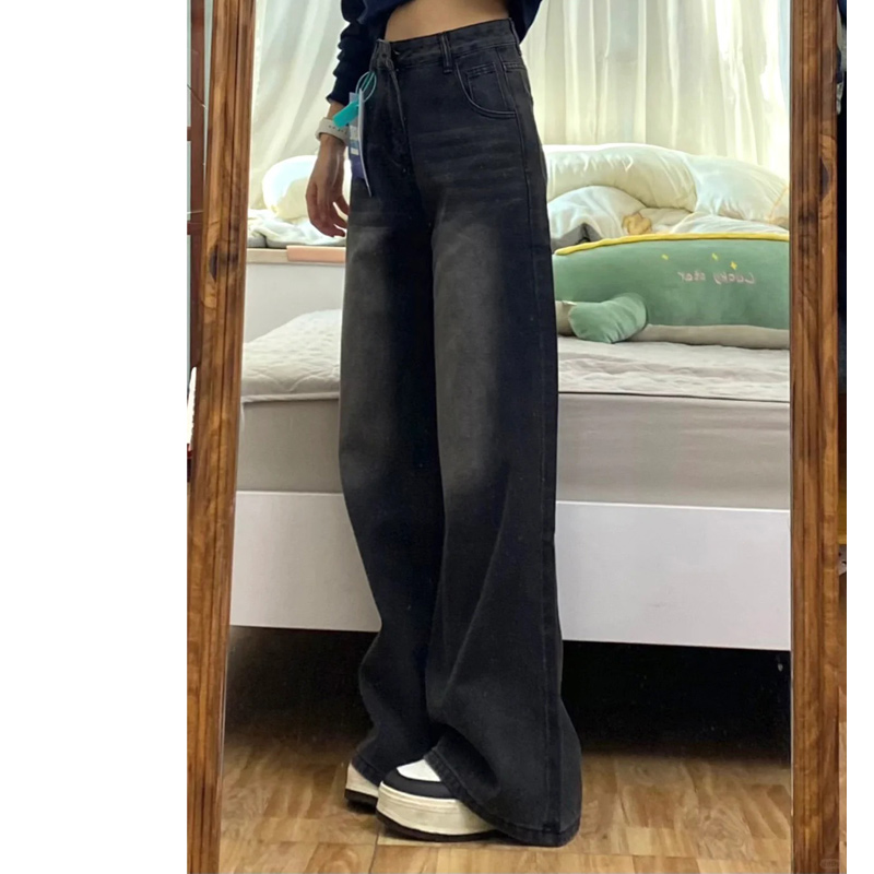 High-Waisted Black Wide-Leg Jeans for Women, 2025 New Style, Slimming Fit for Petite Pear-Shaped Figures, Straight-Leg Design High-Waisted Black Wide-Leg Jeans for Women, 2025 New Style, Slimming Fit for Petite Pear-Shaped Figures, Straight-Leg Design