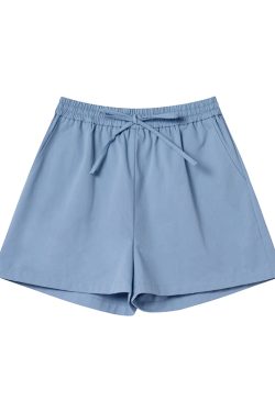 High-Waisted Blue Elastic Waistband Loose Sports Shorts for Women - Summer Slim-Fit Casual Athletic Shorts