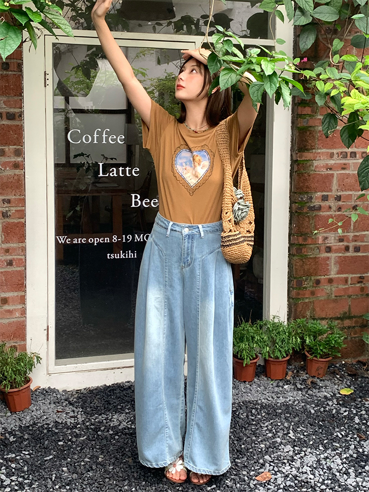 High-Waisted Blue Retro Patchwork Denim Pants for Women - Summer Loose Slim Wide-Leg Style, Vintage Inspired, Y2K Fashion High-Waisted Blue Retro Patchwork Denim Pants for Women - Summer Loose Slim Wide-Leg Style, Vintage Inspired, Y2K Fashion