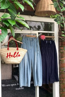 High-Waisted Blue Retro Patchwork Denim Pants for Women - Summer Loose Slim Wide-Leg Style, Vintage Inspired, Y2K Fashion