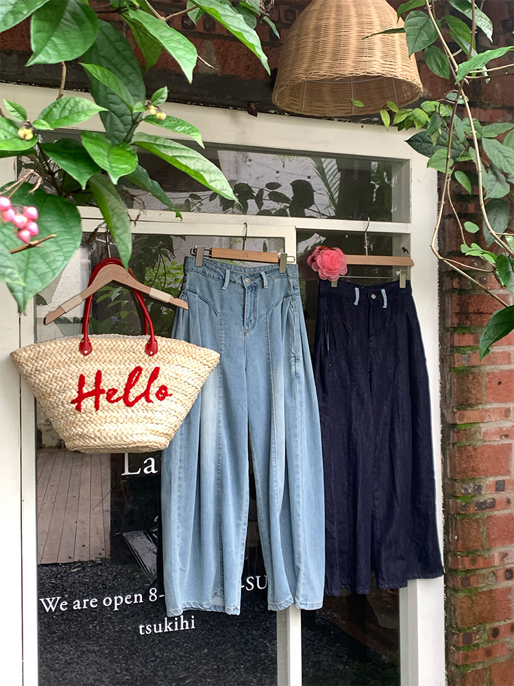 High-Waisted Blue Retro Patchwork Denim Pants for Women - Summer Loose Slim Wide-Leg Style, Vintage Inspired, Y2K Fashion High-Waisted Blue Retro Patchwork Denim Pants for Women - Summer Loose Slim Wide-Leg Style, Vintage Inspired, Y2K Fashion