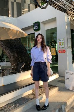 High-Waisted Casual Shorts for Women, Elastic Waistband with Drawstring, Loose Fit, Spring/Summer Style, Petite Size Friendly