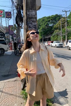 High-Waisted Casual Shorts for Women, Elastic Waistband with Drawstring, Loose Fit, Spring/Summer Style, Petite Size Friendly