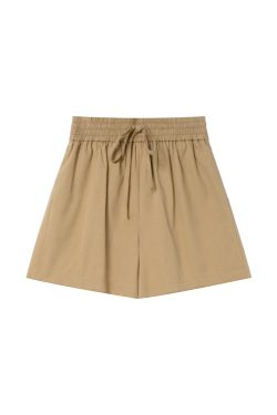 High-Waisted Casual Shorts for Women, Elastic Waistband with Drawstring, Loose Fit, Spring/Summer Style, Petite Size Friendly