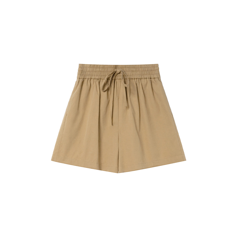 High-Waisted Casual Shorts for Women, Elastic Waistband with Drawstring, Loose Fit, Spring/Summer Style, Petite Size Friendly High-Waisted Casual Shorts for Women, Elastic Waistband with Drawstring, Loose Fit, Spring/Summer Style, Petite Size Friendly