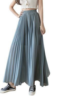 High-Waisted Chiffon Pleated Wide-Leg Culottes for Women, Flowy Draping Three-Quarter Pants, Summer Fashion Essentials
