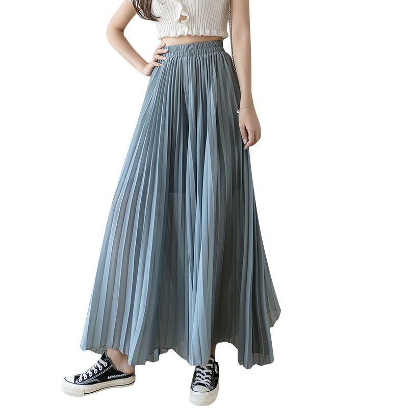 High-Waisted Chiffon Pleated Wide-Leg Culottes for Women, Flowy Draping Three-Quarter Pants, Summer Fashion Essentials High-Waisted Chiffon Pleated Wide-Leg Culottes for Women, Flowy Draping Three-Quarter Pants, Summer Fashion Essentials