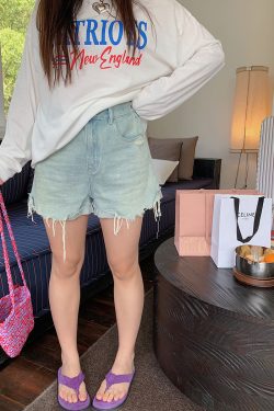 High-Waisted Distressed Denim Shorts for Women - Plus Size Trendy Summer 2025 Fashion