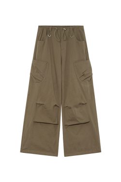 High-Waisted Draped Casual Work Pants for Women - American Style Metal Ring Rivet Design - Summer 2025 Fashion Trends