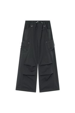 High-Waisted Draped Casual Work Pants for Women - American Style Metal Ring Rivet Design - Summer 2025 Fashion Trends