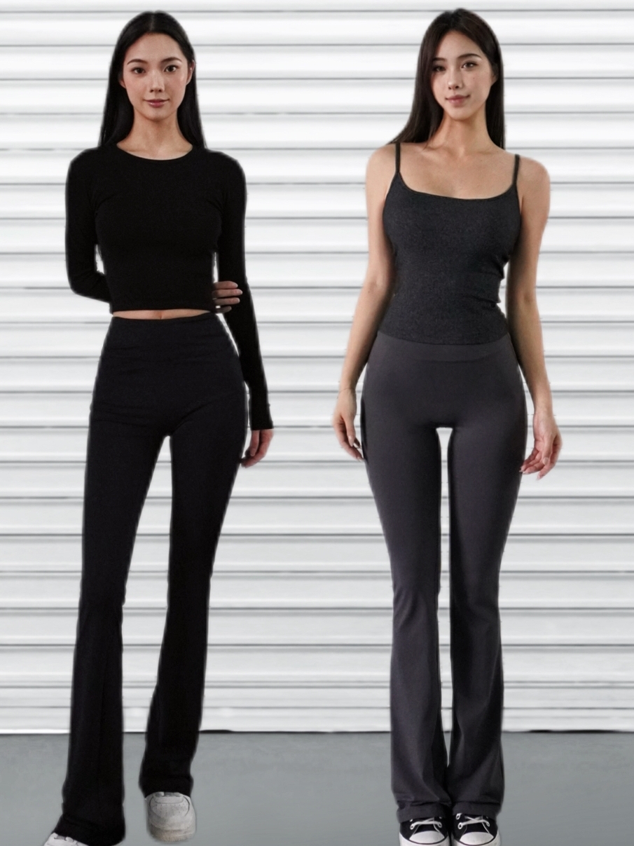 High-Waisted Flared Sports Pants with Elastic Nude Feel, Slimming Yoga Bell-Bottoms for Activewear and Fitness Fashion High-Waisted Flared Sports Pants with Elastic Nude Feel, Slimming Yoga Bell-Bottoms for Activewear and Fitness Fashion