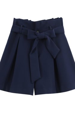 High-Waisted Floral Bud Skirt Pants with Drawstring Waist, Pockets, Ruffled Hem, A-Line Wide-Leg Shorts for Spring/Summer Fashion