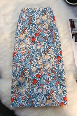 High-Waisted Floral Midi Skirt for Women - Retro A-Line Bodycon Design, Perfect for Summer 2022 Fashion