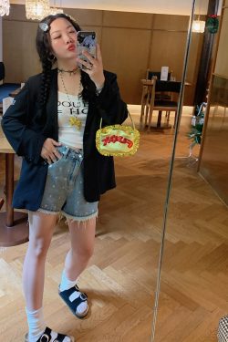 High-Waisted Gold Studded Denim Shorts for Women - Plus Size A-Line Slimming Summer 2025 Fashion for Curvy Girls