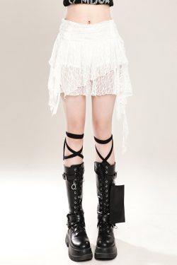 High-Waisted Irregular Ballet Skirt for Women - Summer Lace A-Line Short Skirt - Trendy Hot Girl Fashion