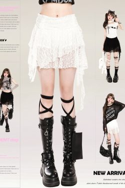 High-Waisted Irregular Ballet Skirt for Women - Summer Lace A-Line Short Skirt - Trendy Hot Girl Fashion