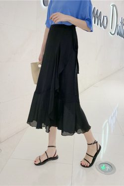 High-Waisted Irregular Floral Chiffon Skirt and Fishtail Long Dress for Travel, Beach, and Sun Protection