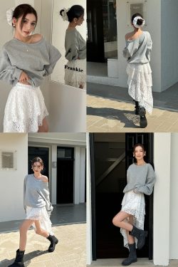 High-Waisted Irregular Lace Half Skirt for Women - 2025 Spring Summer White Mid-Length Cake Skirt, Lightweight Fashion Essential