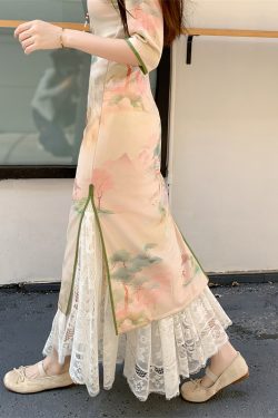 High-Waisted Lace Fairy Half-Length Qipao Underskirt - Elegant Drape Pleated Mesh A-Line Skirt for Chic Layering