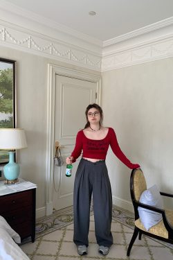 High-Waisted Lace Splicing Wide-Leg Pants - Relaxed Fit Slimming Trousers for Effortless Style