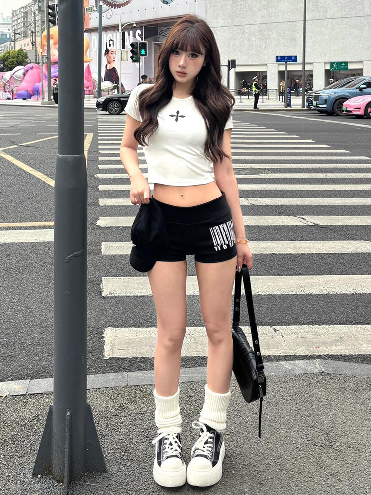 High-Waisted Letter Print Casual Shorts for Women | Summer Street Style Slim Fit Sports Hot Pants High-Waisted Letter Print Casual Shorts for Women | Summer Street Style Slim Fit Sports Hot Pants