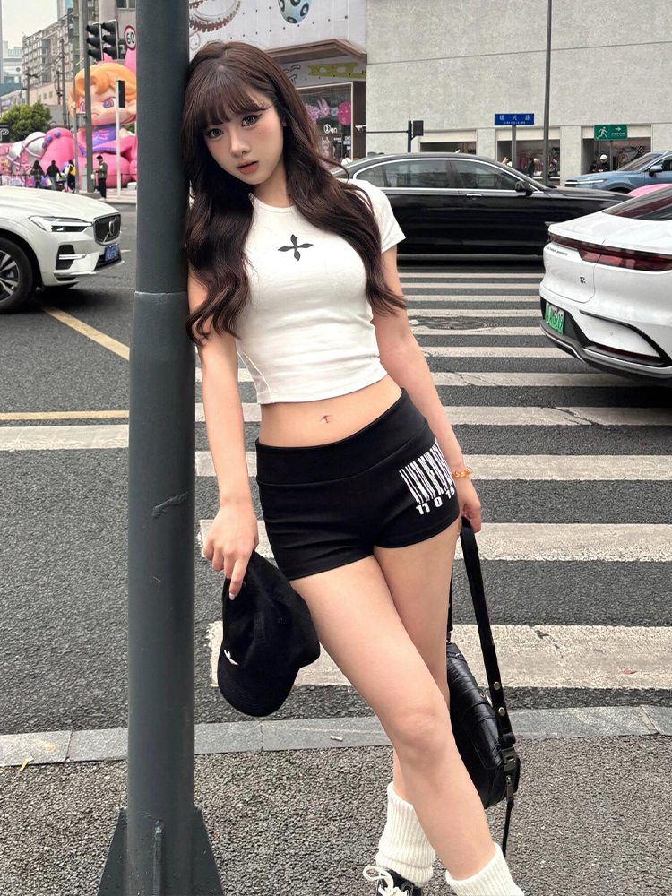 High-Waisted Letter Print Casual Shorts for Women | Summer Street Style Slim Fit Sports Hot Pants High-Waisted Letter Print Casual Shorts for Women | Summer Street Style Slim Fit Sports Hot Pants