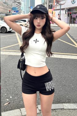 High-Waisted Letter Print Casual Shorts for Women | Summer Street Style Slim Fit Sports Hot Pants