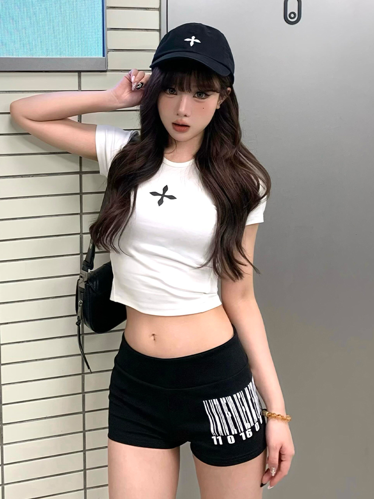 High-Waisted Letter Print Casual Shorts for Women | Summer Street Style Slim Fit Sports Hot Pants High-Waisted Letter Print Casual Shorts for Women | Summer Street Style Slim Fit Sports Hot Pants