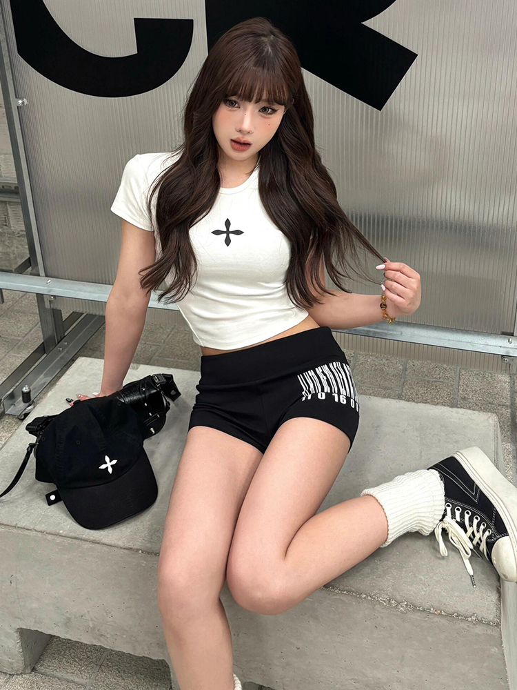 High-Waisted Letter Print Casual Shorts for Women | Summer Street Style Slim Fit Sports Hot Pants High-Waisted Letter Print Casual Shorts for Women | Summer Street Style Slim Fit Sports Hot Pants
