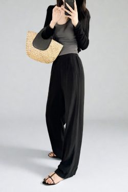High-Waisted Linen Pants for Women, Narrow-Leg Wide-Leg Casual Trousers with Elastic Back Pockets for Spring and Summer Style
