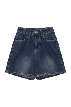 High-Waisted Little Bear Embroidered Pocket Denim Shorts for Women - Straight-Leg Petite 2025 Fashion Trend